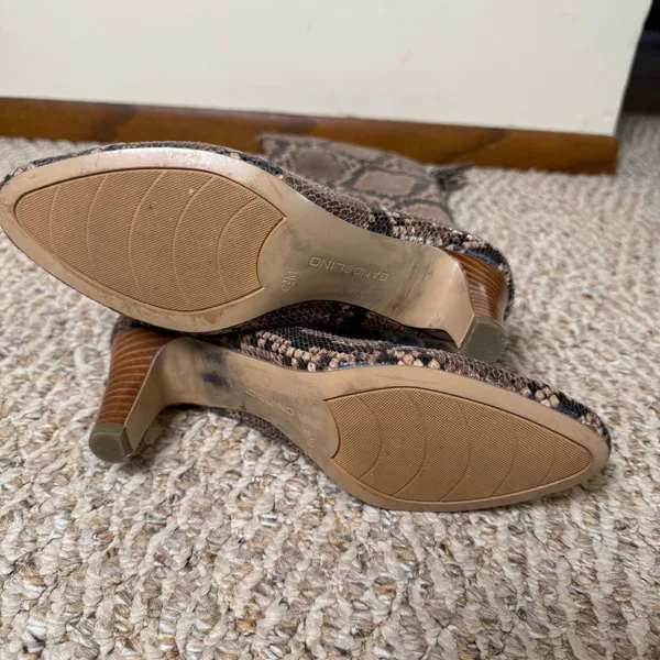 Bandolino Indie Snakeskin Print Knee High Boots Black Brown Tassel Back Zip 6.5M - Image 7
