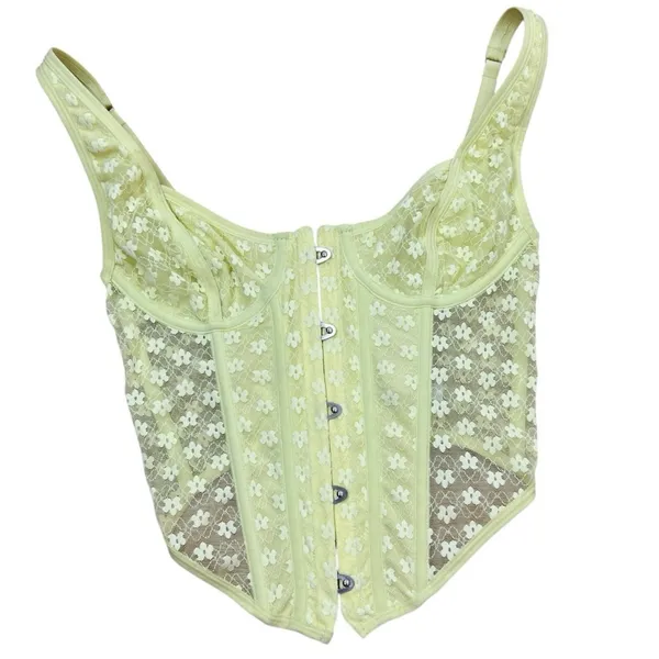 Urban Outfitters Out From Under Wildflower Lace Corset M Lime - Image 3