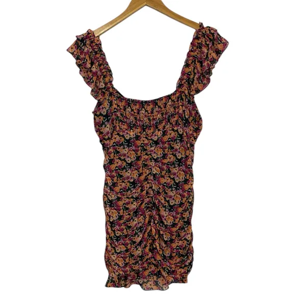 Astr Floral Ruching Mini Dress in Pink and Black - Image 7