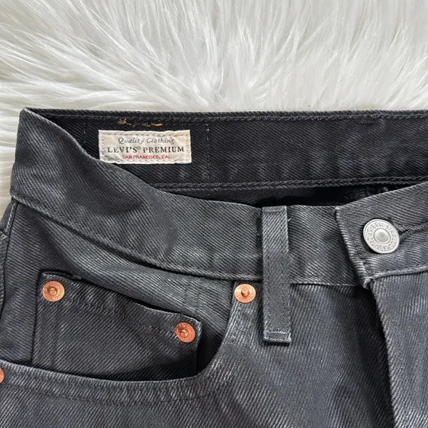 Levi’s Black Wax Coated High Waisted Jeans - Image 4