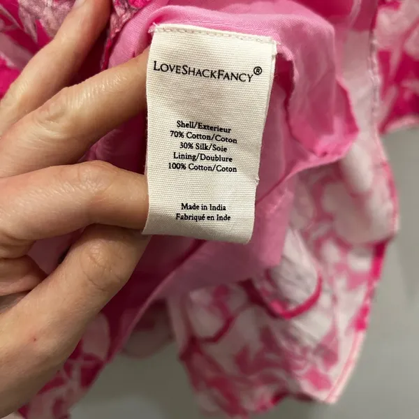 NWT Pink Loveshackfancy Floral Cotton Silk Teyana Mini Dress Holiday Sun Fuschia - Image 9