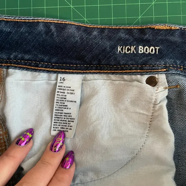 American Eagle Women 16 Kick Boot Jeans Western Cowgirl Festival Stretch Blue - Image 10