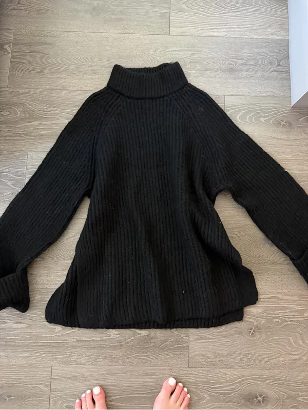Topshop Black Ribbed Turtleneck Sweater - Image 2