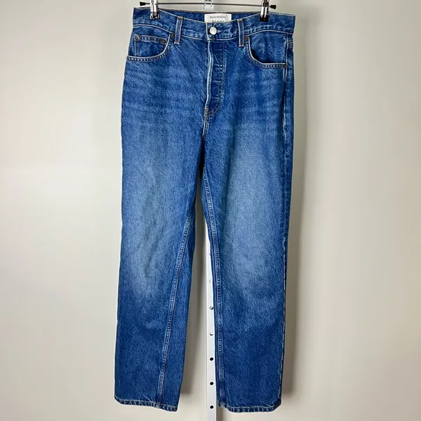 Reformation Hanna Mid Rise Jeans Blue Relaxed Straight 90s Vintage Fit Denim 26 - Image 12
