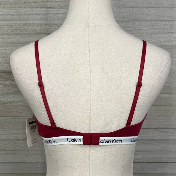 CALVIN KLEIN Unlined Triangle Bra/Bralette Burgundy-Large - Image 2