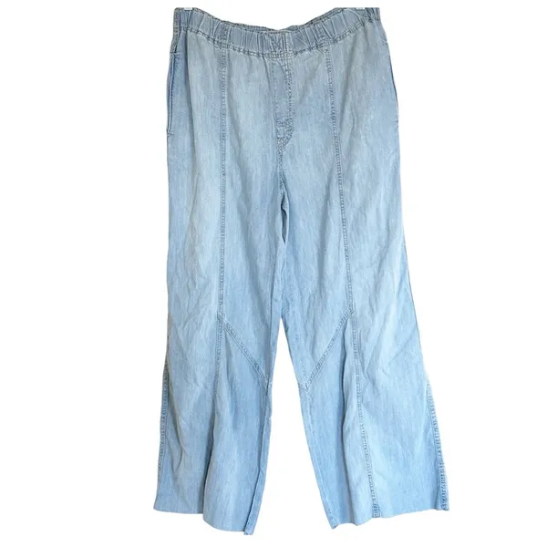 Nwot We The Free X Free People Wide Leg Pull On Frayed Hem Pant Medium - Image 3