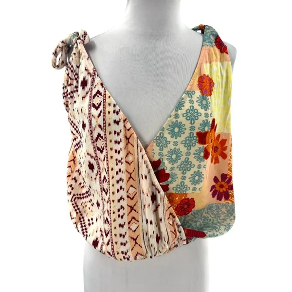NWT Free People Tied To You Print Surplice Tank in Tropical Combo‎ Boho Summer - Image 9