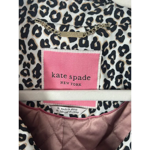 Kate Spade New York Leopard Print Belted Trench Coat Medium - Image 10
