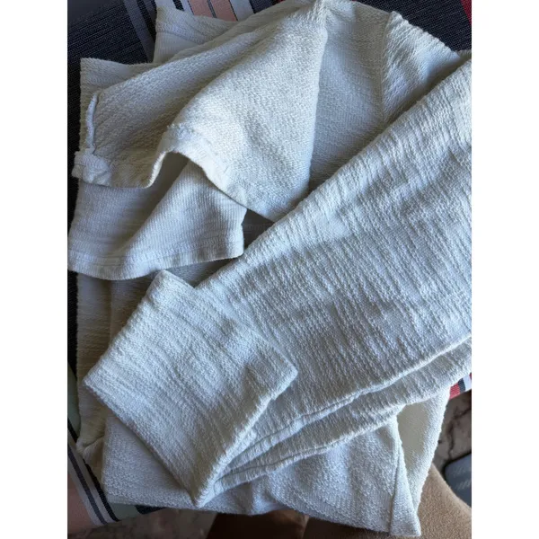 CMC Color Me By Cotton White Textured Cowl Neck Tunic Top Medium USA Made - Image 3