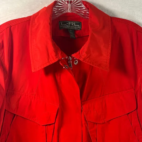Lauren Active Ralph Lauren Red Utility Field Jacket XL Drawstring Waist - Image 3