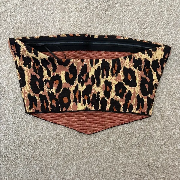 NWT STAUD Shane Leopard Print Scarf Top Multicolor Bandana Style Jacquard Knit - Image 6