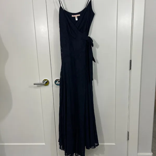 Anthropologie Hutch XS Navy Blue Alden Wrap Lace Floral Maxi Dress - Image 7