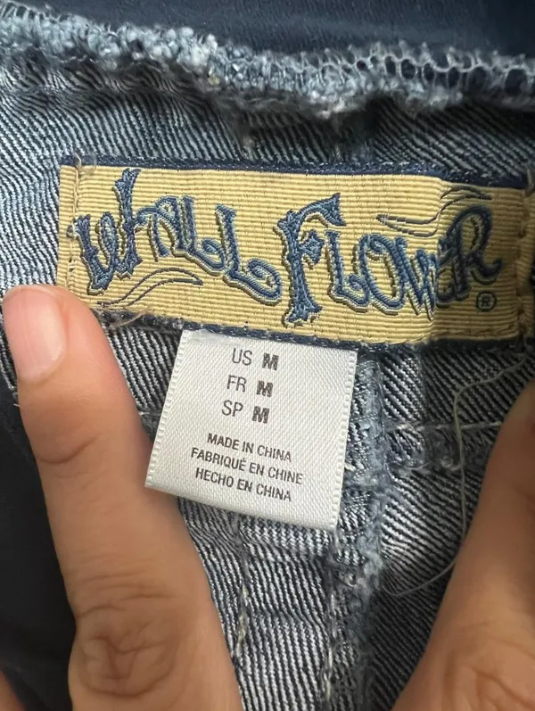Wallflower Womens Flare Jeans Blue Stretch Dark Wash Denim Maternity M - Image 3