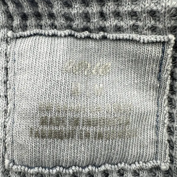 Aerie Waffle Thermal Long Sleeve Knit Pullover Crew Neck Oversized Blue Medium - Image 3