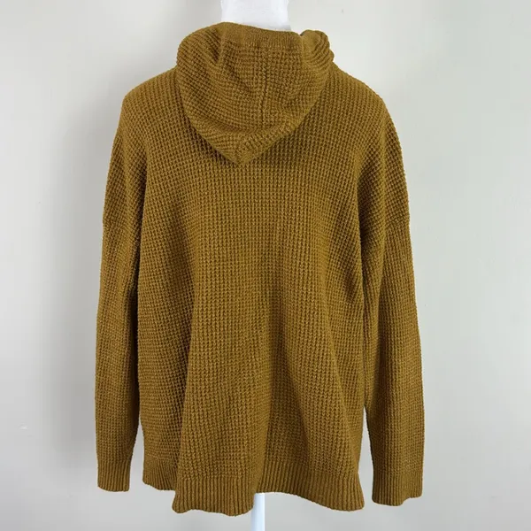 Aerie Waffle Knit Hoodie‎ in Mustard Yellow Size Medium - Image 2