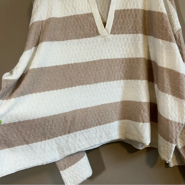 Princess Polly Rick Oversized Stripe Collar Sweater Beige, White 10 - Image 8