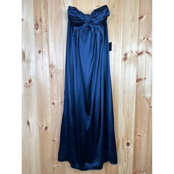 NWT Lulus Memorable Entrance Dark Blue Strapless Satin Maxi Dress Bridesmaid XL - Image 2