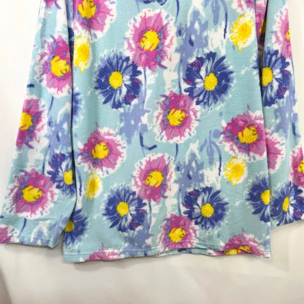 Mayfair Medium Pajama Set Floral Fleece Blue Pink Watercolor‎ Vivid NWT Gift 515 - Image 8