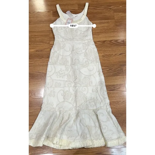 Alexis Zelda Cream Eyelet Embroidered Garden Midi Dress Sleeveless Size S - Image 8