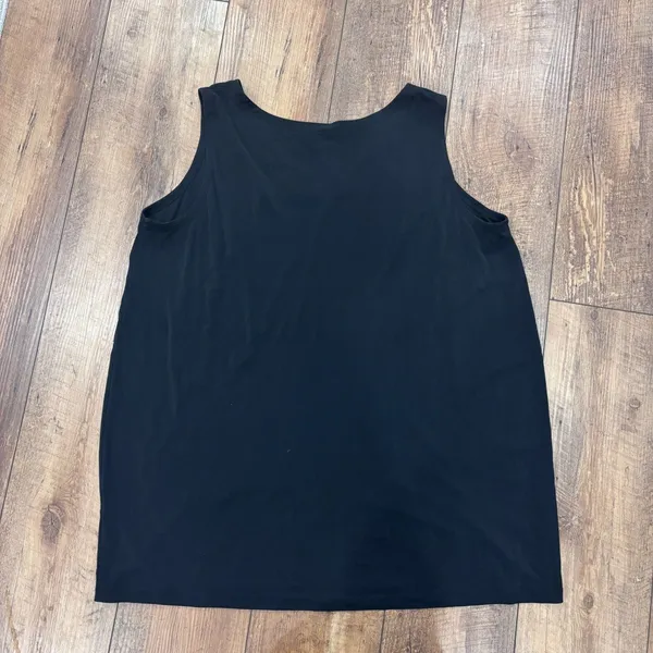 Eileen Fisher Woman 1X Black 100% Silk Scoop Neck Sleeveless Tank Top Blouse - Image 5