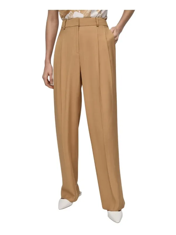 DKNY Womens High-Rise Sueded Side Pocket Canvas Pants UE5P8047 Whiskey Brown 12 - Image 8