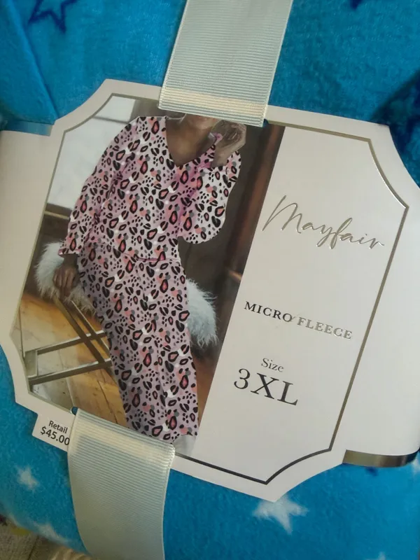 Mayfair Group Micro fleece Cozy Star-Print V-Neck Pajama Set - Blue - Image 5