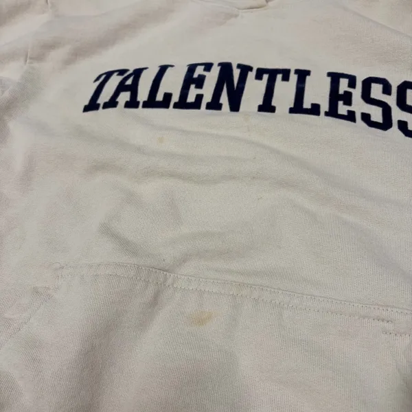 TALENTLESS Beige Pullover Hoodie Sweatshirt Graphic Print Casual Preppy Sz M - Image 5