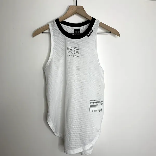 P.E Nation optic white Courtside Tank Womens New Small - Image 6