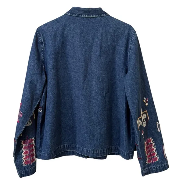 New Direction Denim Jacket Women Large Embroidered Patches Buttons Sparkle Aztec - Image 2