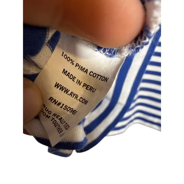 AYR Blue White Striped Long Sleeve French Fry Tee Top Women’s Sz. S - Image 5