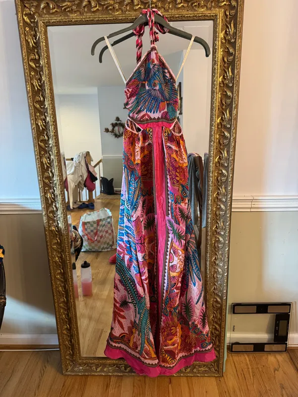 Farm Rio macaw scarf maxi dress small - Image 5
