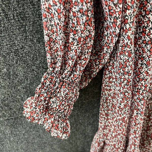 NWT Mango Amelie Floral Maxi Dress Size 4 Red Black Chiffon Ruffle Long Sleeve - Image 7