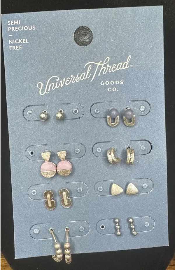 Universal Threads 8 pc. Worn Silver Earrings #2 - Image 2