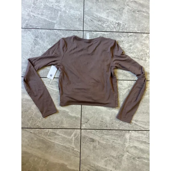 Spanx Better Base Twist and Fold Top Smoke Long Sleeve Modal Crop M 50839R - Image 6