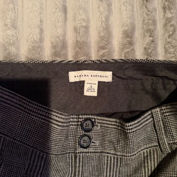 Banana Republic Glen Plaid Wool Blend‎ Ankle Zipper Trousers Black White 0 - Image 3