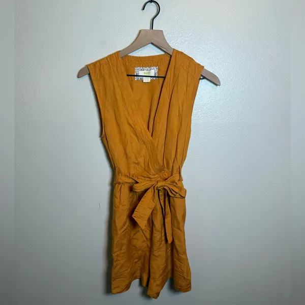 Anthropologie Maeve Luana Linen‎ Blend Tie-waist Romper - Image 2