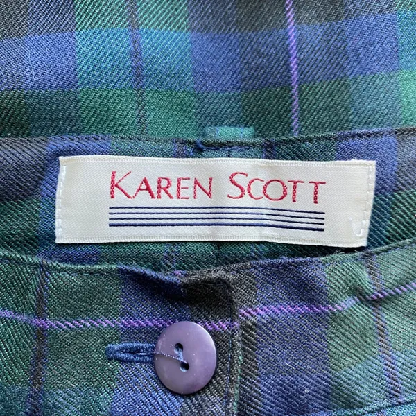 Karen Scott Academia Office Siren Plaid Pleated Culotte Shorts 10 Green Blue - Image 6