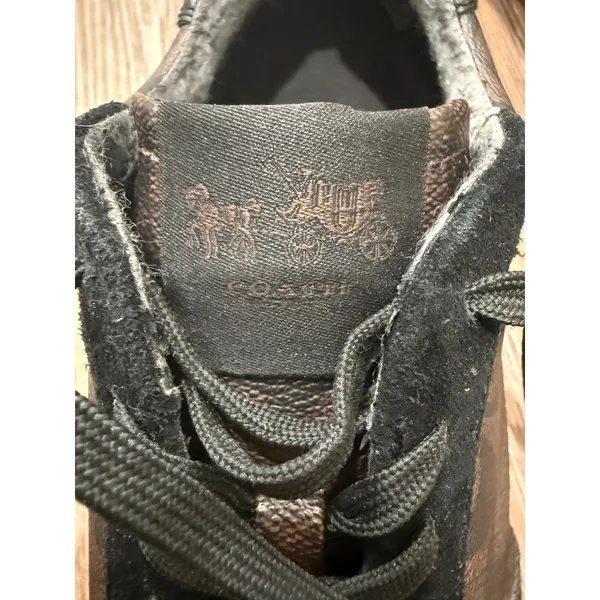 Coach Signature C Sneakers‎ Women's Brown Black Leather Lace Up Shoes - Image 7