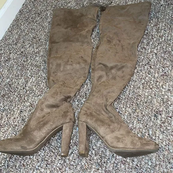 Womens Charlotte Russe Over The Knee Brown Heeled Boots - Image 3
