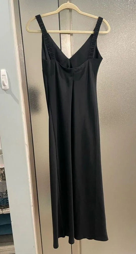 Black satin slip dress midi - Image 3