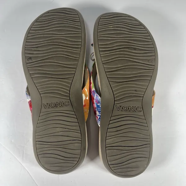 Vionic Women’s Floral Thong Sandals Multicolor/Beige Slip On US 7 EU 38 - Image 8