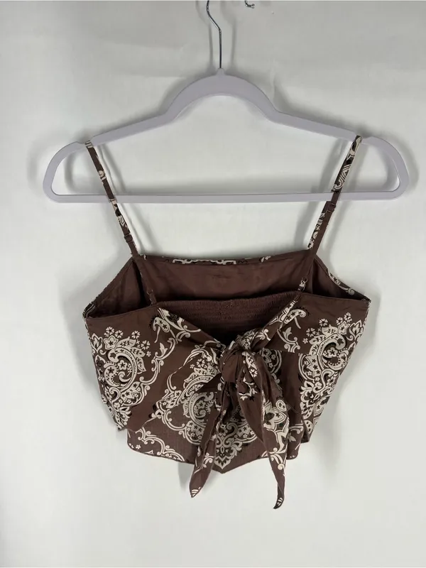 American Eagle AE Bandana Top Mauve Paisley Tie Back Size S - Image 5