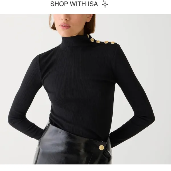 New with Tags JCrew Rib Knit Turtleneck with Buttons Sz M - Image 2