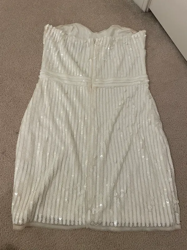 Lulus White Sequin Strapless Mini Dress - Image 7