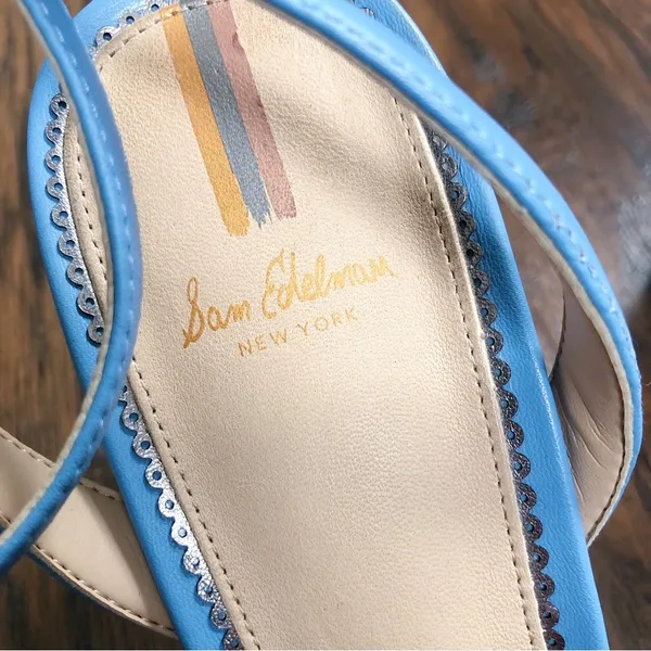 Sam Edelman • Kia Block Heel Sandal ankle strap square toe True Blue snakeskin - Image 5