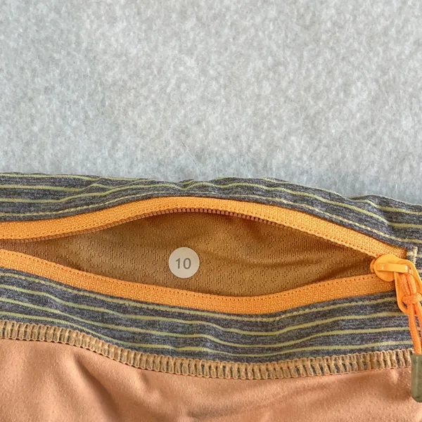 Lululemon Shorts Gray & Orange Run Times MidRise Pull On Athletic Women size 10 - Image 4