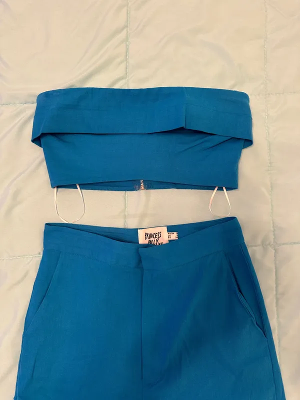 Princess Polly Blue Strapless Top and Matching Pants Set - Image 4