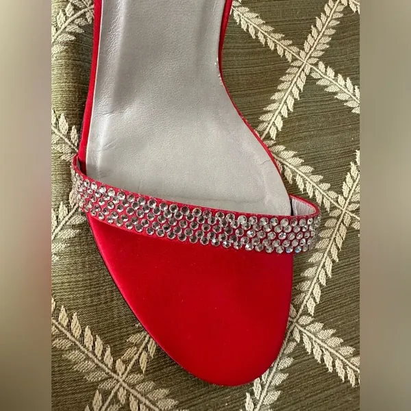 Alfani Ashton Red High-Heels with Rhinestones Ankle Strap 10M Shoes 3 1/2” Heel - Image 14