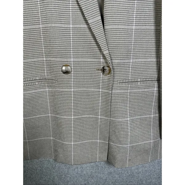 Madewell Womens Small Plaid Double Breasted Blazer Jacket Beige Neutral Academia - Image 3