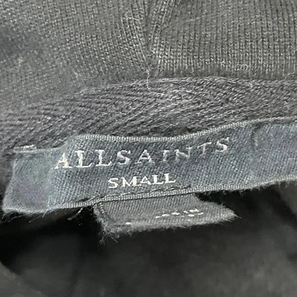 AllSaints Women's Black Spell Out Logo Zip Hoodie Hooded Sweatshirt Top Size S - Image 4